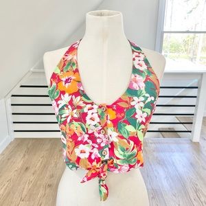 NWT S M Lily Rose floral bohemian halter crop top